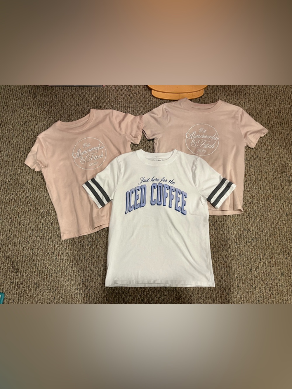 abercrombie kids Pink Logo Tee Duo with White 'Iced Coffee' Graphic Tee